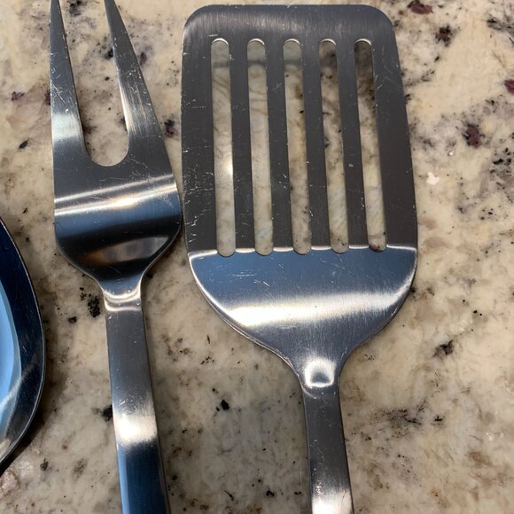 Temptations Blue Floral Lace 3 piece set Spatula Fork Spoon - Picture 3 of 5